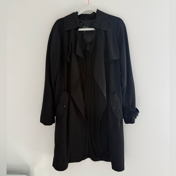 Aritzia Babaton Black Drape Front Trench Coat XS | Lightweight Spring Jacket - Picture 6 of 6